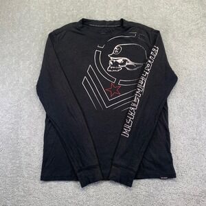 Metal Mulisha Thermal Shirt Mens L/XL? Black Skull Graphic Waffle Knit Y2k Skate